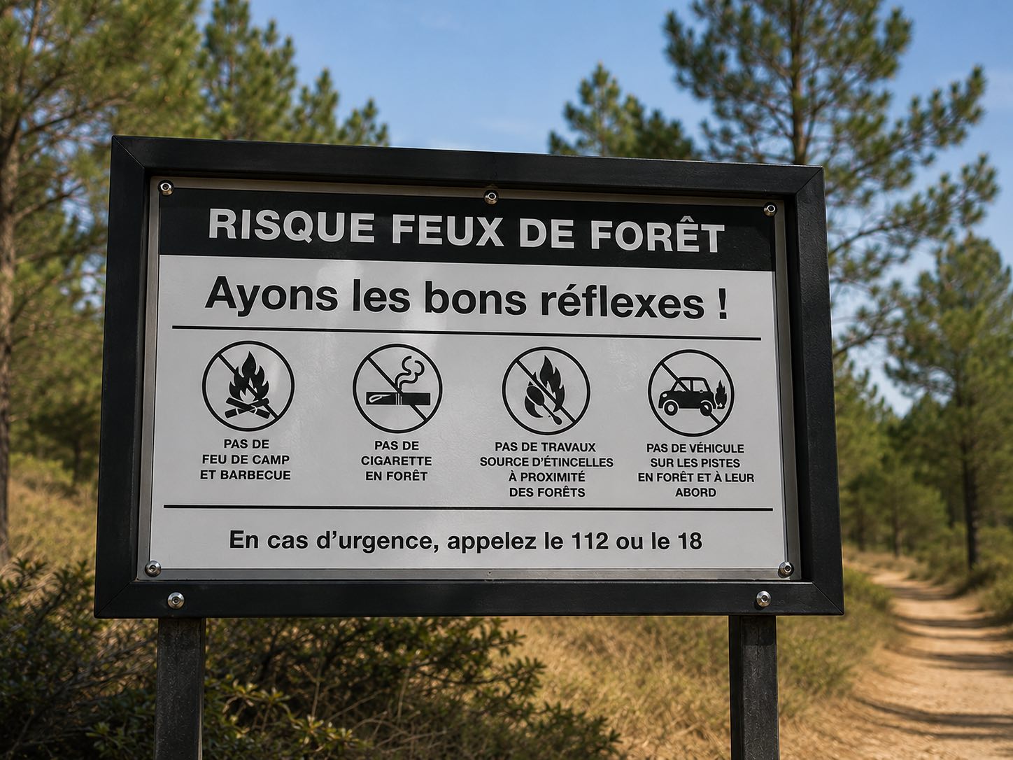 Image panneau prévention des incendies feux de forêts nature